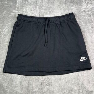 Nike Club Fleece Skirt‎ Womens Medium Black Drawstring Activewear Mid Rise New